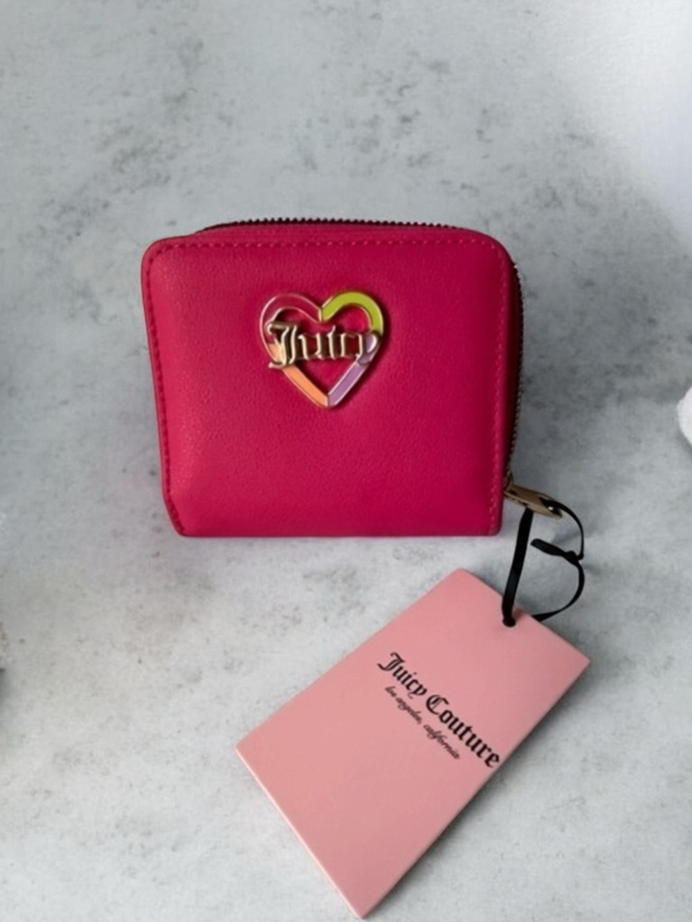 Juicy Couture Pink Flash Love Mode CC ID's ZA Wallet Rainbow Heart NWT Rare!